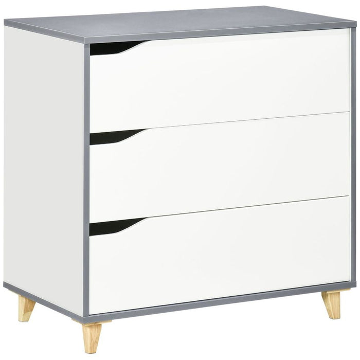 Premium 3-Drawer Dresser with Solid Wood Legs - White - 75H x 75W x 42Dcm