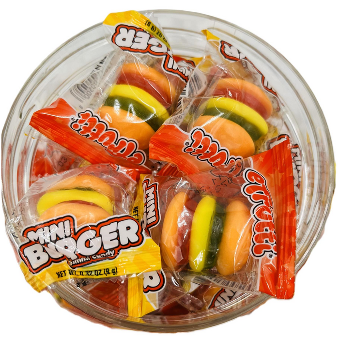 Premium Efrutti Burger Jar: Fruit Flavour Gummies in a Gift Jar – Imported from the USA, Date Assured – 385g, 30 Individually Wrapped Pieces