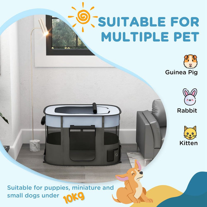 PawHut Portable Dog Pen - Puppies, Rabbits, Kittens, Guinea Pigs - Grey