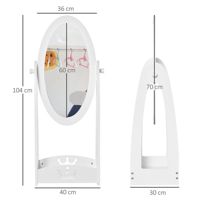 Enchanting Crown Dressing Mirror with Storage for Kids (3-8 years) - Free Standing, Rotatable, Safe & Durable