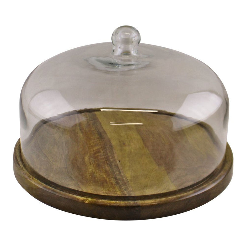 Mango Wood Cake Stand - Glass Dome - High Quality