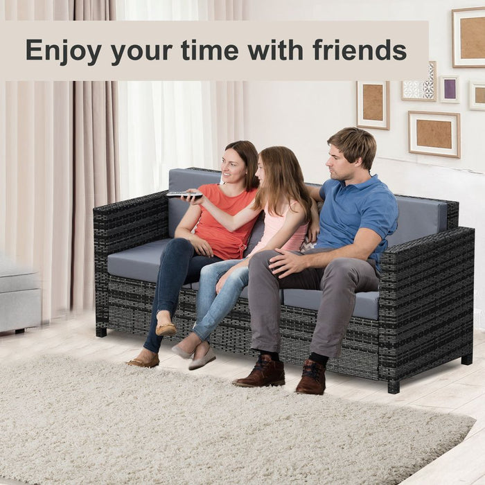 3-Seater Weather Resistant Outdoor Garden Rattan Sofa Grey