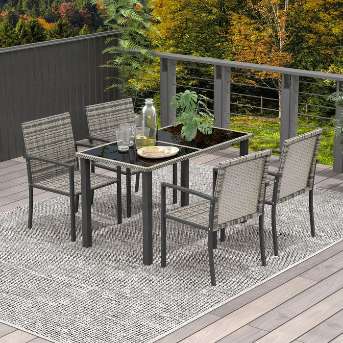 Premium 4 Seater Rattan Garden Furniture Set - Mixed Grey