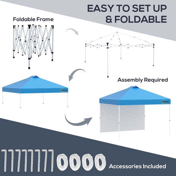 3x3M Pop Up Gazebo Tent with 1 Sidewall, Roller Bag, Blue