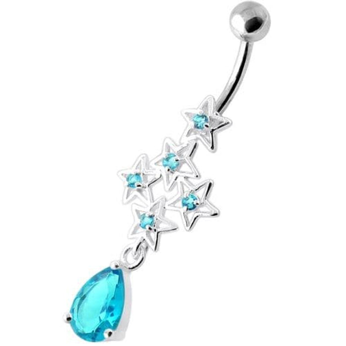 Multi Sparkling Jeweled Stars Navel Belly Ring