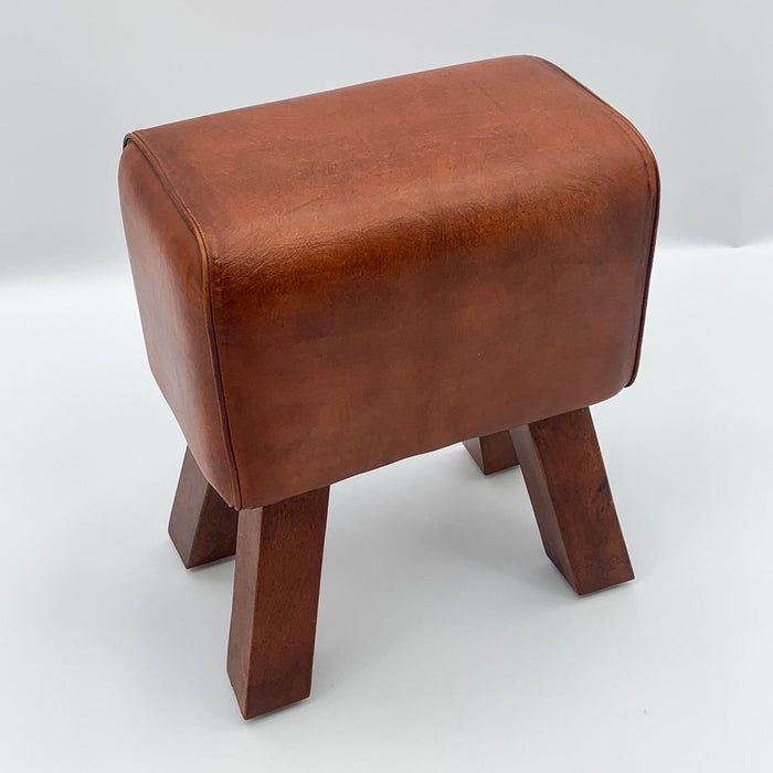 Premium Leather Footstool - Sturdy & Stylish - 50cm Size - High-Quality Craftsmanship