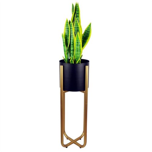 Tall Gold Stand with Iridescent Rainbow Metal Planter 62cm x 18cm