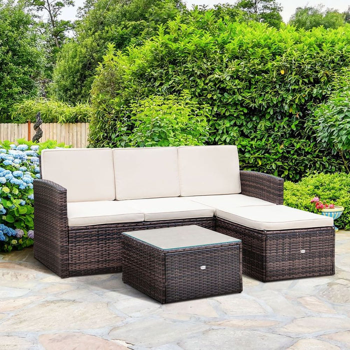 Premium 3PC Outdoor Patio Furniture Set | Wicker Rattan | 3-Seater Sofa | Top Quality | Brown