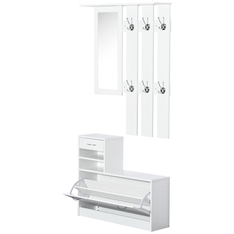 Entryway Organizer Shoe Storage Space Saving Mirror Chest Drawer
