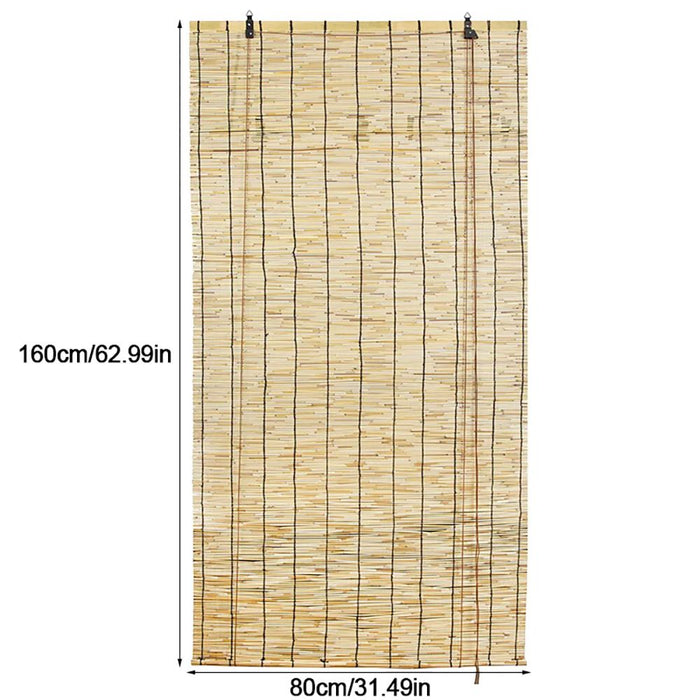 Door Curtain Roller Blinds Bamboo Daynight Window Sunscreen Drape Privacy Blinds