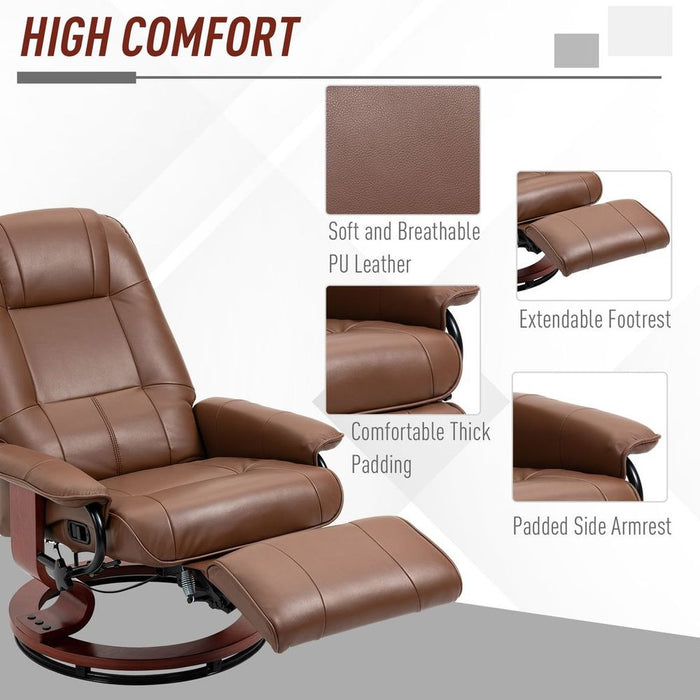 Ultimate Comfort: HOMCOM Ergonomic Office Recliner Sofa Chair, PU Leather, Brown