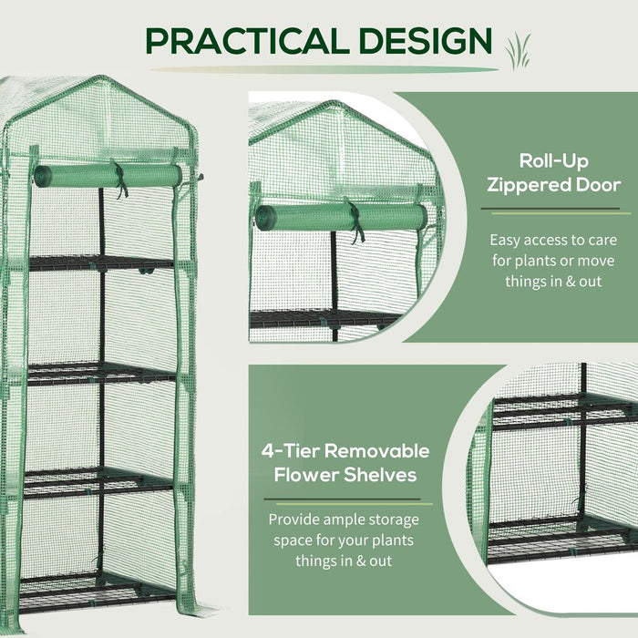 4-Tier Portable Greenhouse: Protect & Grow Plants, Steel Frame w/ PE Cover, Outsunny