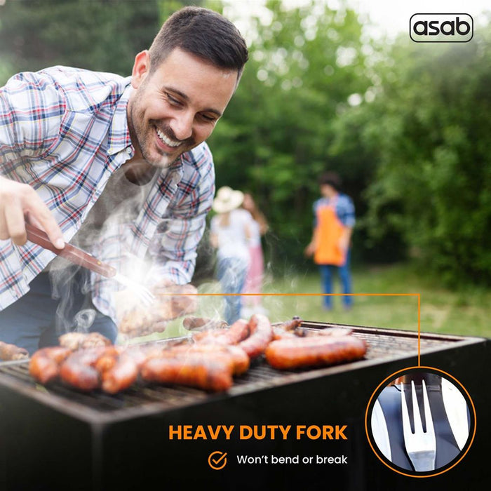 High-Quality 7pc BBQ Tools Set - Apron, Tongs, Spatula, Fork - Durable Stainless Steel - Professional Chef's Choice!