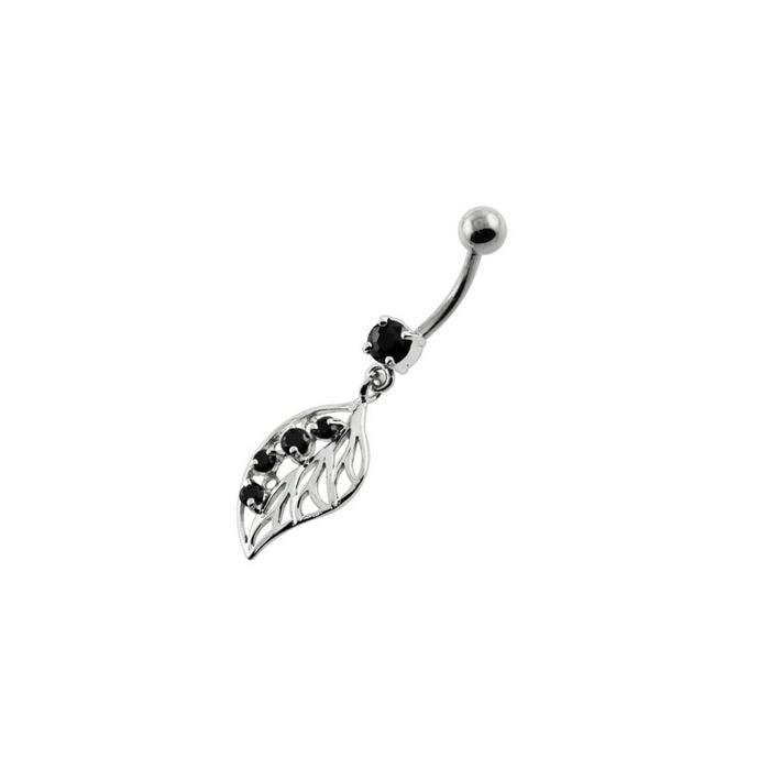 Jeweled Leaf Navel Belly Button Piercing