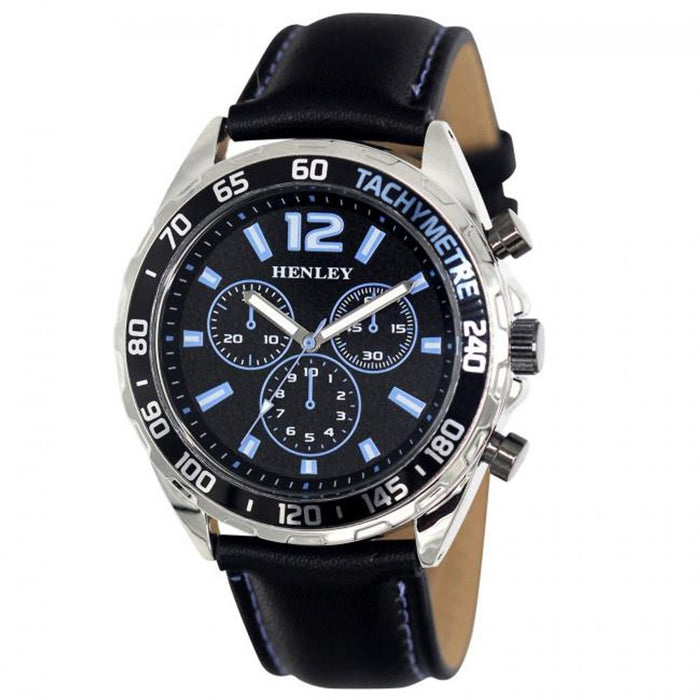 Henley Mens Multi Eye Blue Dial Sports Watch - High Quality Leather Strap - H02221.6