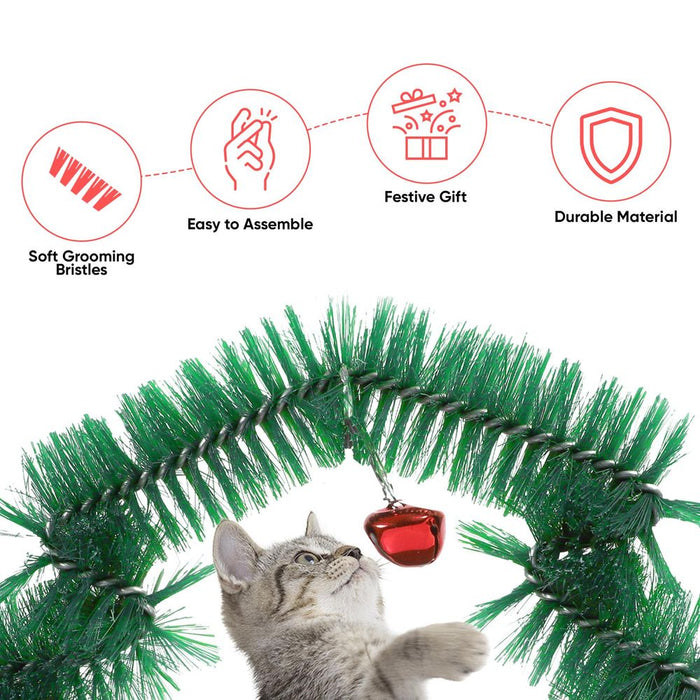 ASAB Christmas Cat Arch - Self Groomer, Massager, Scratcher - High Quality Bristles - Durable Base - Dimensions: 38cm x 45cm x 28.5cm