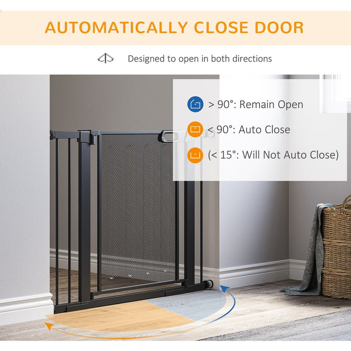 Premium Pressure Fit Safety Gate, Auto Close, 75-103 cm, Black - PawHut