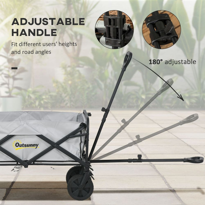 Outsunny Folding Outdoor Storage Trolley: Telescopic Handle, Brakes - High Quality Cart Bag for All Your Needs