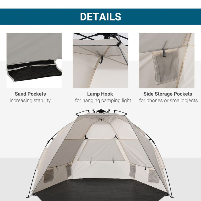 Premium 2-Person UV Beach Tent Sun Shelter | Pop-Up Design | Floor Included