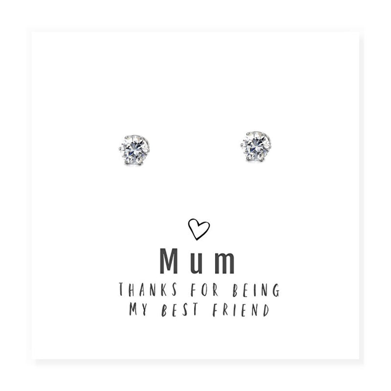Mum's Best Friend Earrings & Message Card - Perfect Gift for Mothers Day or Birthday - Hypoallergenic & Beautifully Presented