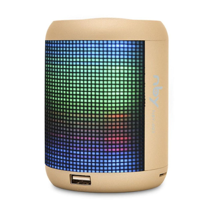 NBY Small Sound LED Bluetooth Speaker & Dancing Fountain, Gold - Portable, Wireless, Clear Sound, Party Lights