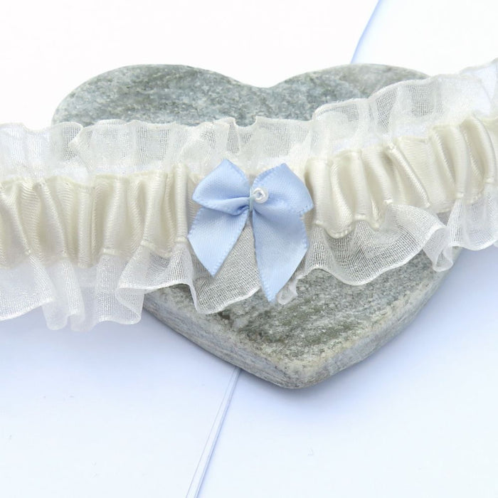 Handmade Something Blue Wedding Garter - Luxury Satin Ribbon & Organza - Perfect Bridal Keepsake Gift