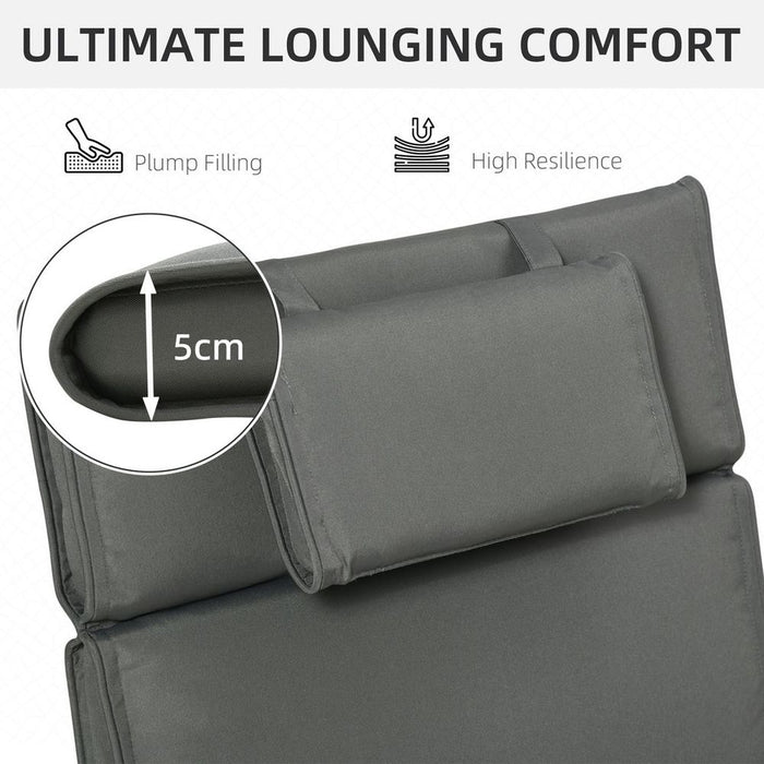 Premium Grey Sun Lounger Cushion for Ultimate Comfort - Indoor/Outdoor - High-Quality - Fade-Resistant - Ties for Secure Fit