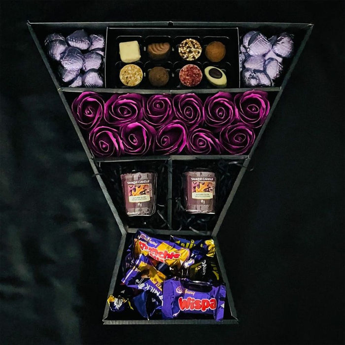 Cadbury Heroes & Yankee Candle Signature Chocolate Bouquet With Purple Roses