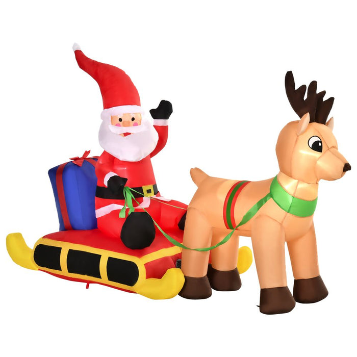 4ft Christmas Inflatable Santa Claus Sledge Sleigh Reindeer Blow Up Xmas Garden