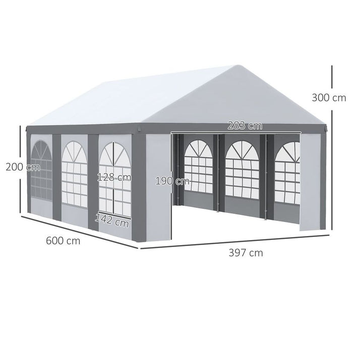 Premium 6x4m Party Tent Marquee Gazebo with Sides, Windows, & Double Doors