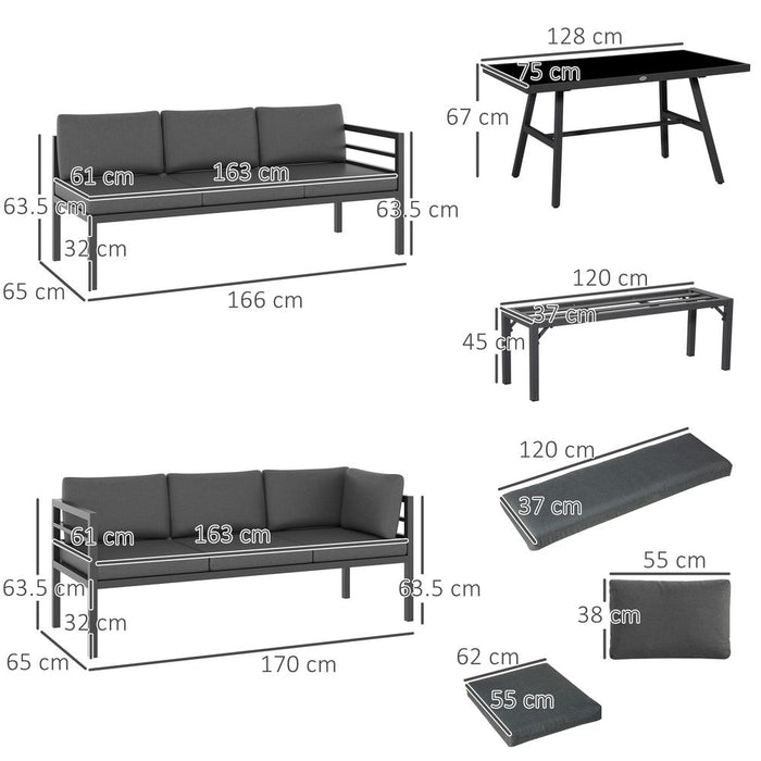 Premium 8-Seater Aluminium Garden Dining Set with Cushions