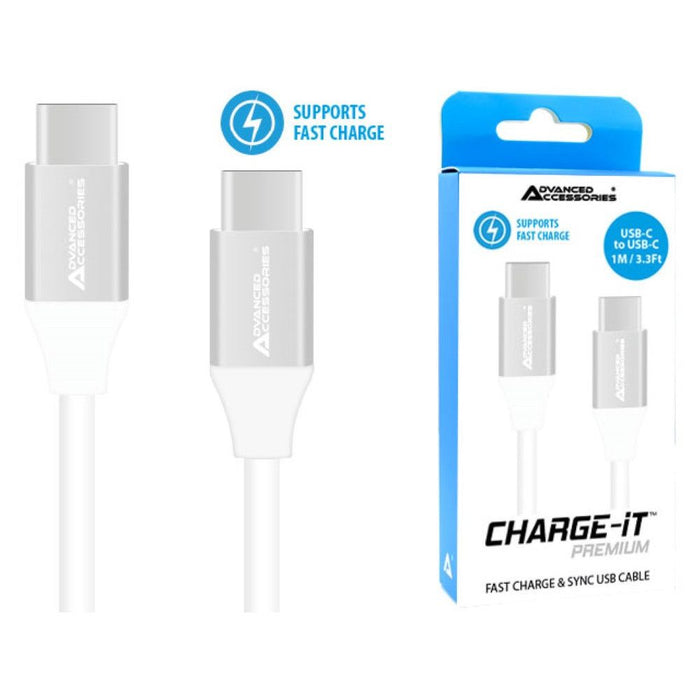 AA CHARGE-IT Premium USB-C to USB-C Cable Supports Fast Charge (Up to 60W)