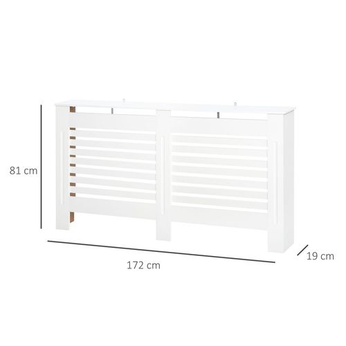 HOMCOM Modern Radiator Cover Cabinet Slatted Design MDF White Medium