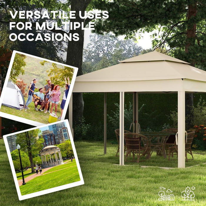 Premium Outsunny Garden Folding Tent - Heavy Duty Pop Up Gazebo for Parties, Weddings & Events - Cream