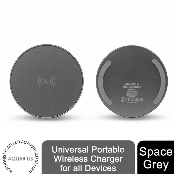 Aquarius Universal Wireless Charger - Portable, Fast, Reliable [Space Grey]