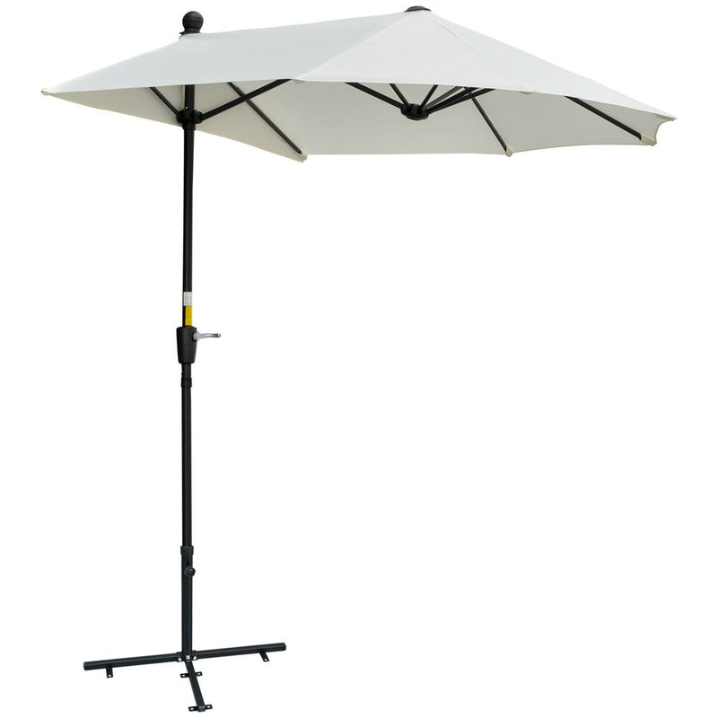 Premium 2m Half Parasol Market Crank - Cream White