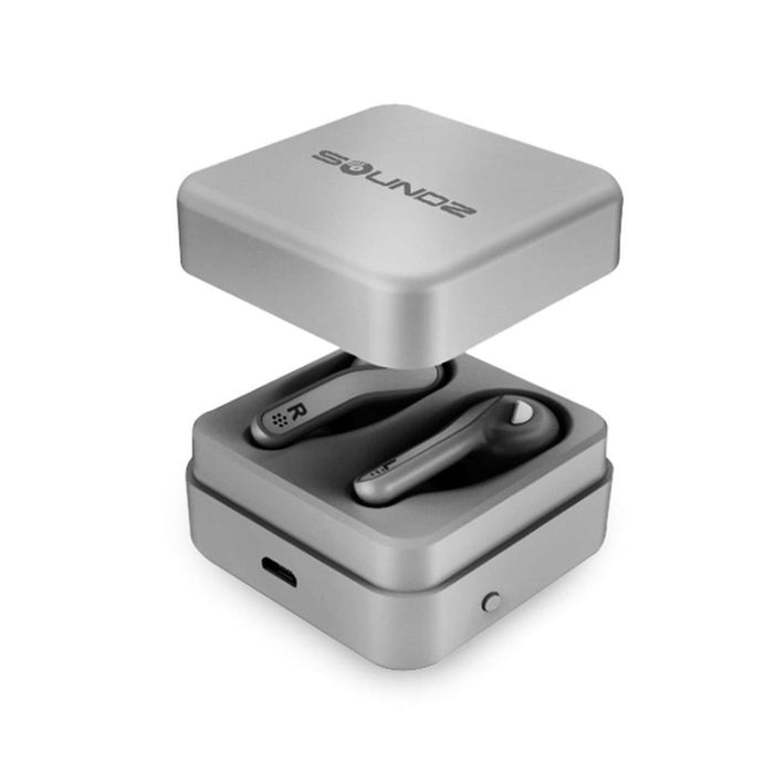 Premium Silver True Wireless Earbuds - Soundz SZ970 | Built-in Mic & Charging Case