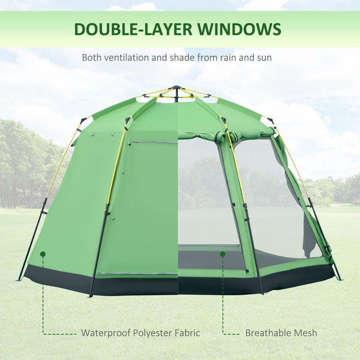 Outsunny 6P Camping Tent | 2-Tier Pop-up Design | Portable Carry Bag | Ideal for Family & Friends