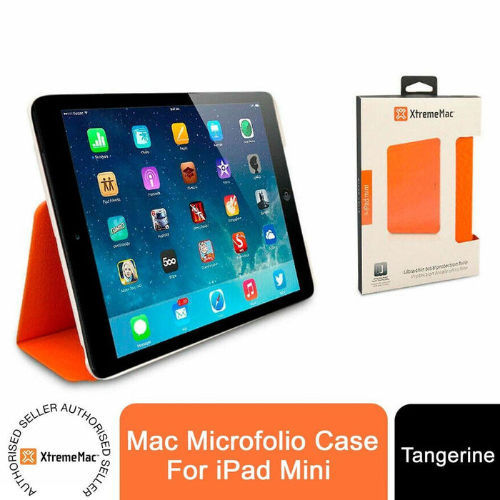 Xtreme Mac Microfolio Case for iPad Mini, Tangerine - Premium Quality, Multi-angle Stand, Durable Fabric