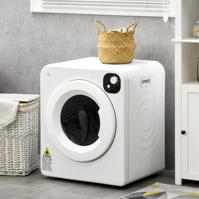 Compact HOMCOM 6kg Vented Tumble Dryer | 7 Dry Programs | Small Spaces | White