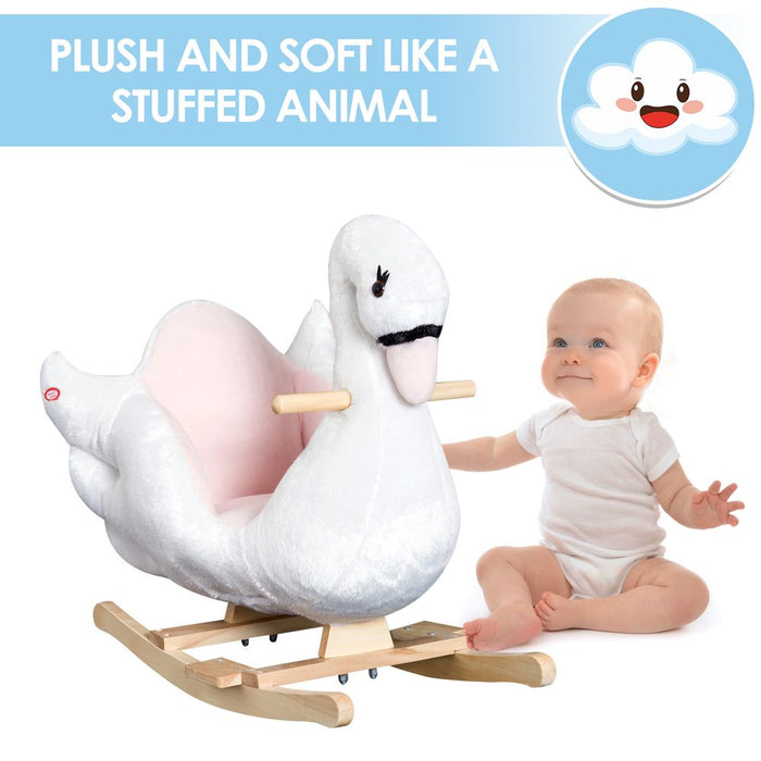 Premium Kids Swan Ride-On Toy | Toddler Rocking Horse w/ Music Seat HOMCOM