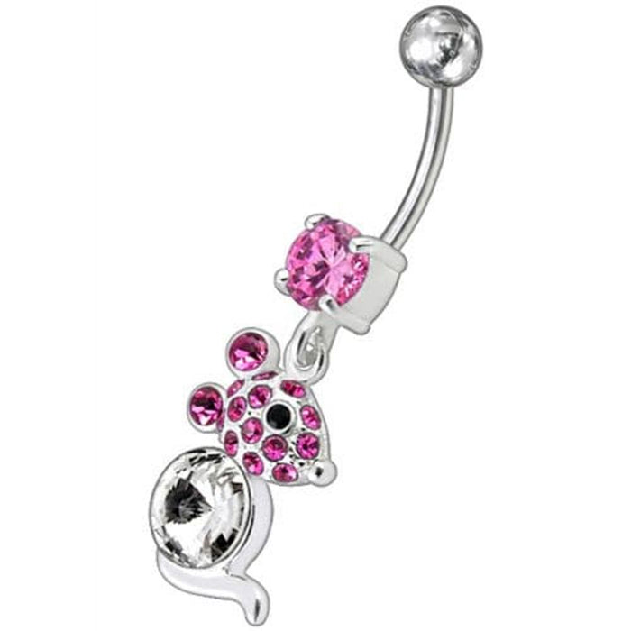 Jeweled Dangling Banana Bar Fancy Small Rat Belly Ring