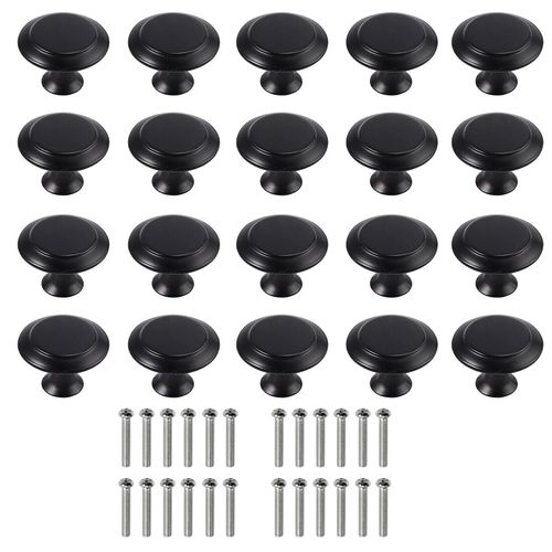 20X Door Knobs Cupboard Cabinet Drawer Round Furniture Kitchen Pull Handle Black