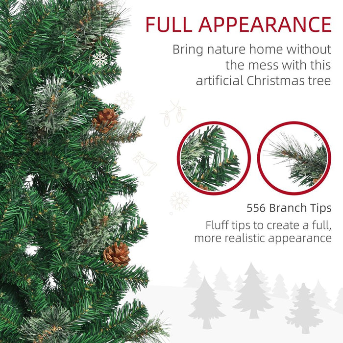 6.5FT Artificial Slim Christmas Tree Holiday Home Decor with Pine Cones