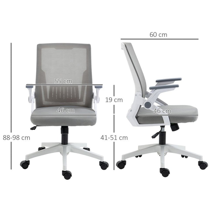 Vinsetto Mesh Office Chair for Home with Lumbar Support, Flip-up Arm, Wheels