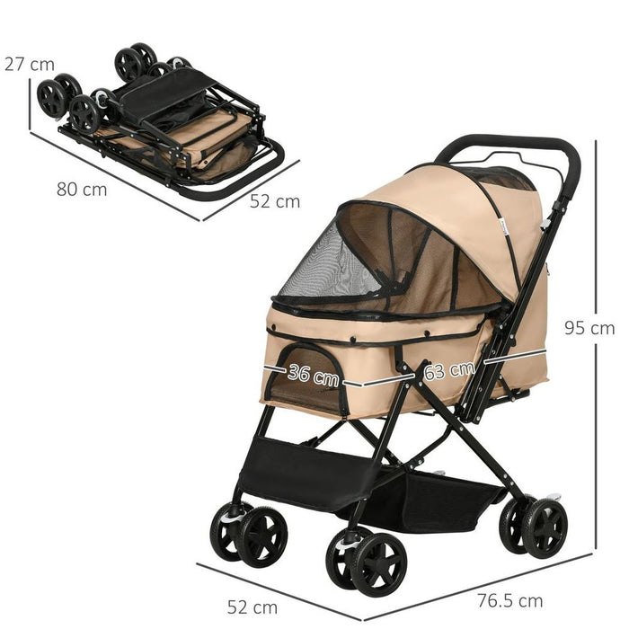 Ultimate Trendy Pet Stroller - Foldable Travel Carriage with Reversible Handle - High-Quality & Stylish - Ideal for Cats & Small Dogs