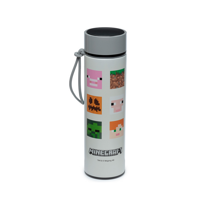 Stainless Steel Insulated Drinks Bottle Digital Thermometer - Minecraft Faces