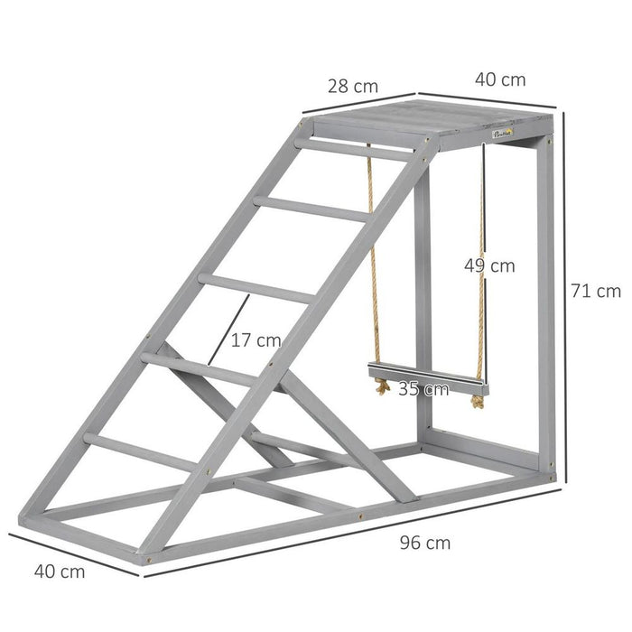 Ultimate Chicken Coop Toy: Swing, Ladder, Platform - 2 Chickens, Hens - Grey