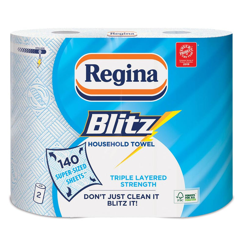 Multi Rolls Of Regina Blitz 3 Ply Kitchen Roll Paper Towels  - 70 Sheets Per Roll