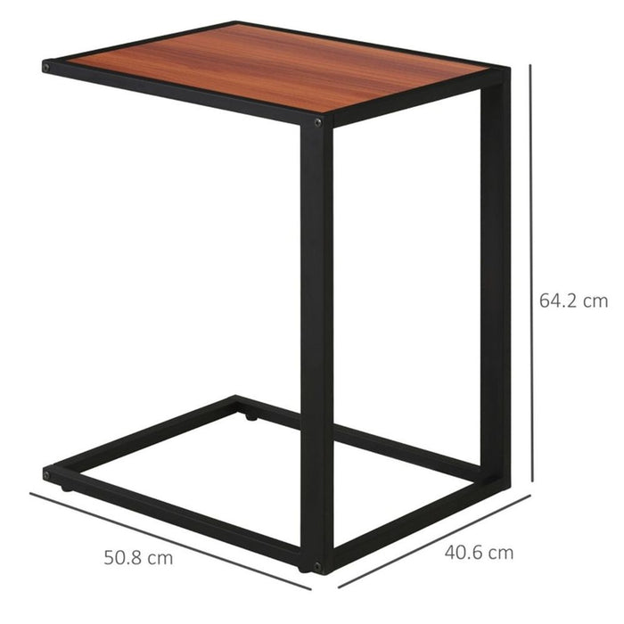 Top Coffee Table / C-Shaped Side Table for Home or Office | MDF Walnut and black